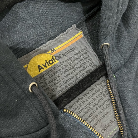 Aviator Nation Bolt Zip Hoodie - Gold Foil Bolt - size Medium - Picture 3 of 3